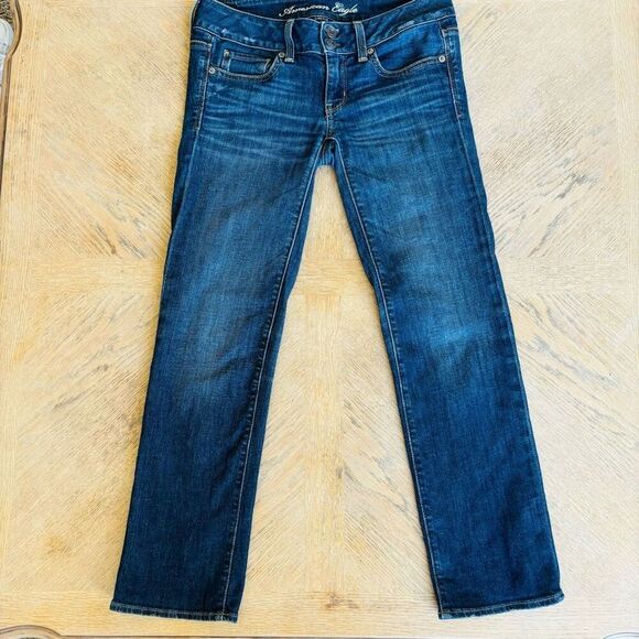 American Eagle straight leg Artist jeans low rise dark wash size 0 ankle length - Picture 7 of 8